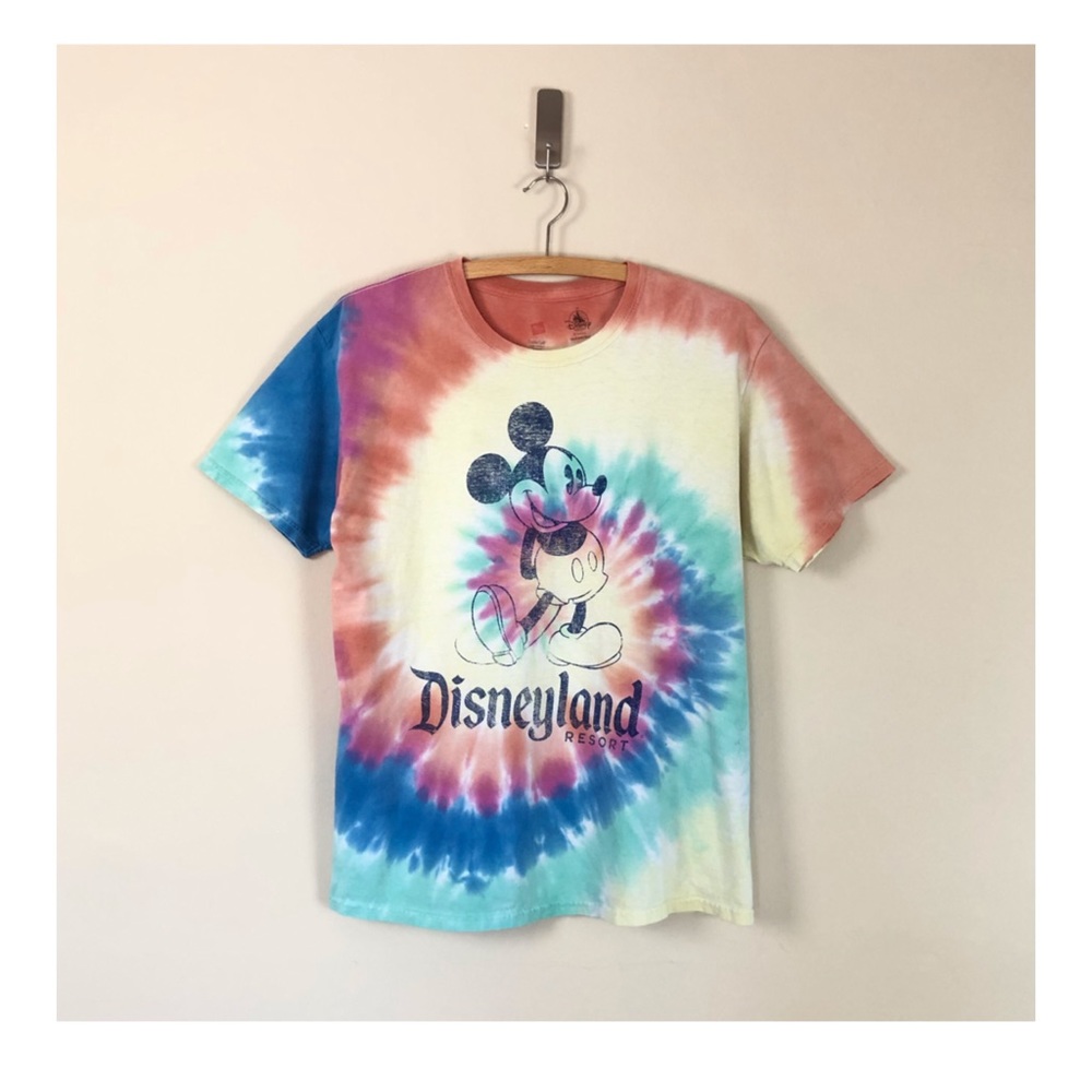 vintage y2k tie dye mickey mouse rainbow psychedelic disney tshirt grunge hippie